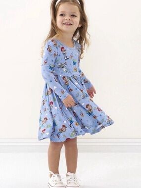 Little Sleepies Kids Casual Twirl Dress - Light Blue with Toy Story Print 2T
